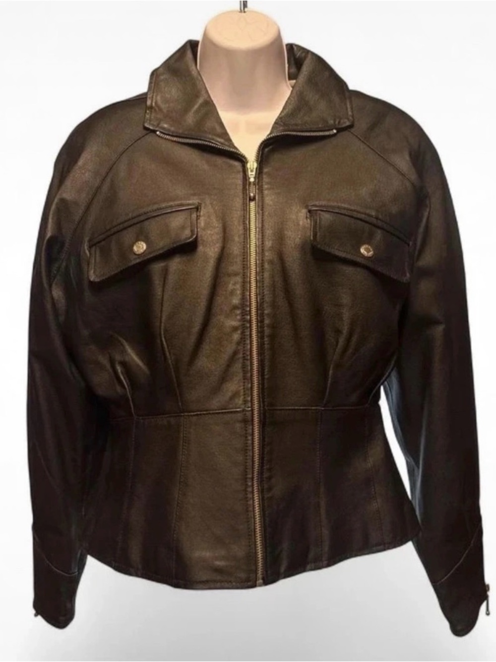 Women’s Black Leather Jacket with a Vintage Vibe